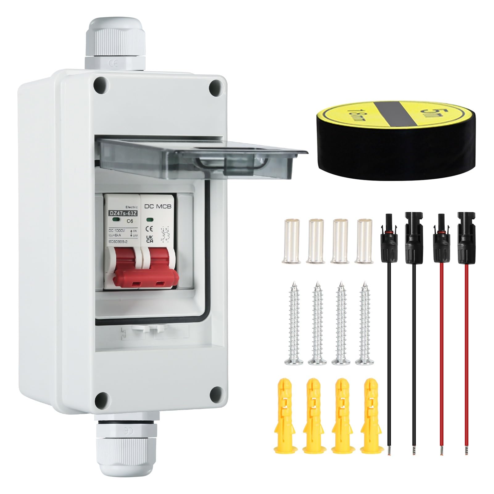 Jadeshay Circuit Breaker,2P DC 1000V 32A Miniature Circuit Breaker Solar PV System Isolator DZ47-63Z-2P MCB Safety Breaker, Photovoltaic Short Circuit Protection Disconnect Switch