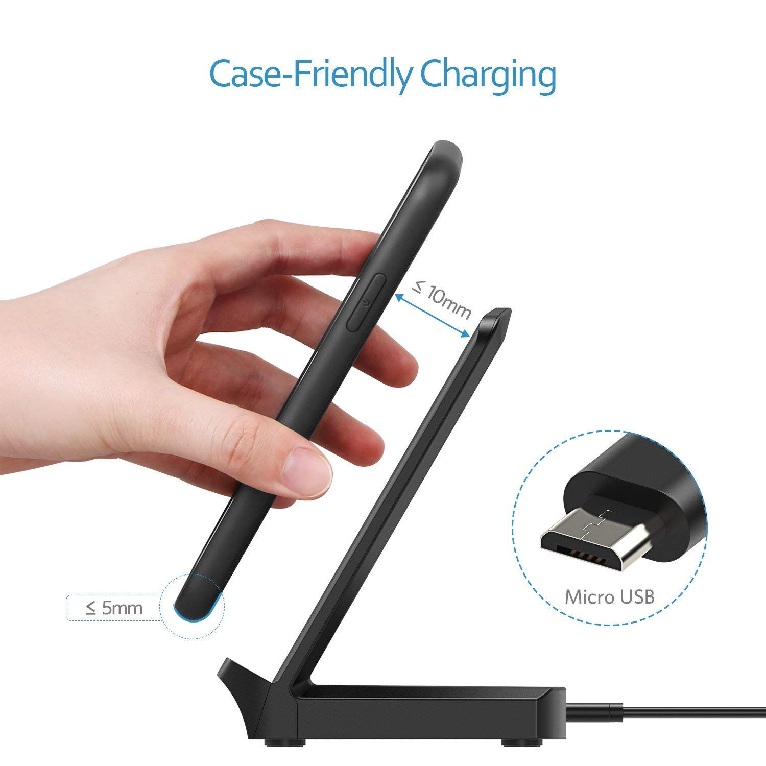 Wireless Charger, 10W Qi Ladestation mit Lüfter Kabelloses Leistungsstarkes Induktives Ladegerät kompatibel zu Samsung S9/S8/S8+/S7/S6/Edge/Plus/Note, iPhone 8/iPhone 8 Plus/iPhone X, Nexus, HTC, LG usw.