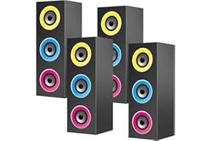 Humyoun 4 Pcs 80s 90s Party Decorations Hip Hop Party Favor 16.5 x 5.9 x 5.9 Inches Large Paper Boombox Boxes for Retro 1980s 1990s Theme Music Neon Decoration(Colorful)