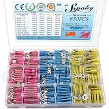 630PCS Heat Shrink Connectors, Sopoby Electrical Wire Connectors Crimp Connectors, Insulated Automotive Marine Waterproof Wire Terminal Kit, Ring Fork Hook Spade Butt Splices