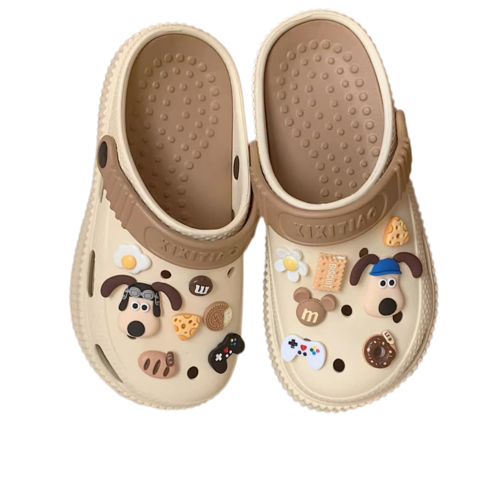 YPNMR Women's Water Clogs Cartoon Dog Summer Garden Slippers, Outdoor Platform Hole Shoes Beach Sandals (Brown,8-9,US_Footwear_Size_System,Adult,Numeric Range,Medium,8,Women,9)