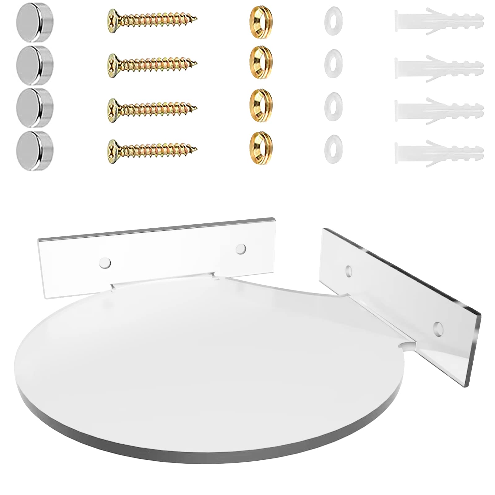 Photo 1 of SHTCSZBA Mini Circular Corner Shelf Mount for Baby Monitors, Small Speakers, Security Cameras, Small Plants, Universal Small Items Holder (White)
