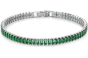 IVY TAILI Tennis Bracelets for Women Trendy 14K White Gold Plated Birthstone Tennis Bracelet Sparkly Cubic Zirconia Bracelet Diamond Bracelet Mothers Day Gifts Birthstone Jewelry for Women