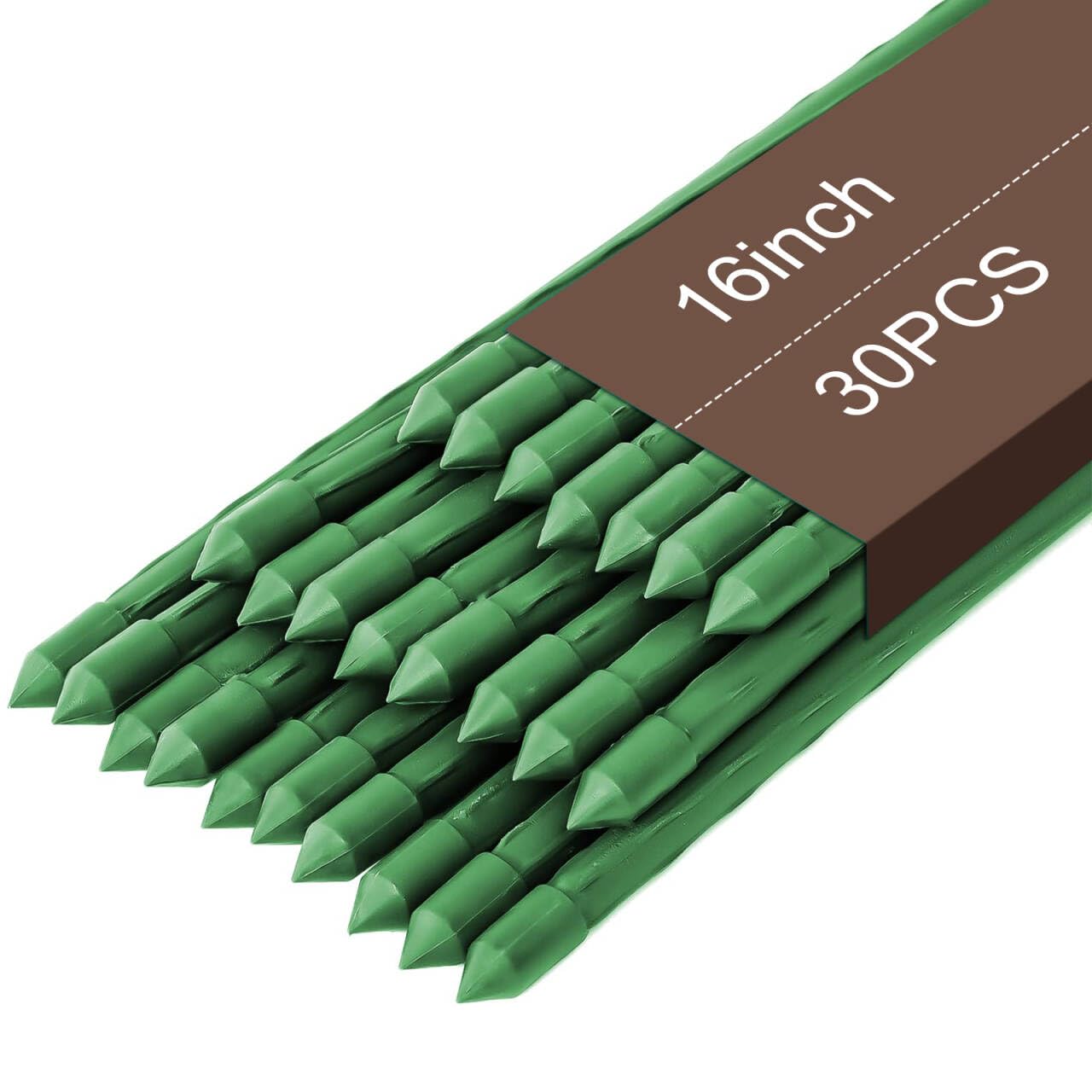 Garden Plants Stakes Plant Growing Sticks 30PCS Green Plants Support Stakes Garden Canes Tomato Stakes with 15PCS Connector for Vegetable