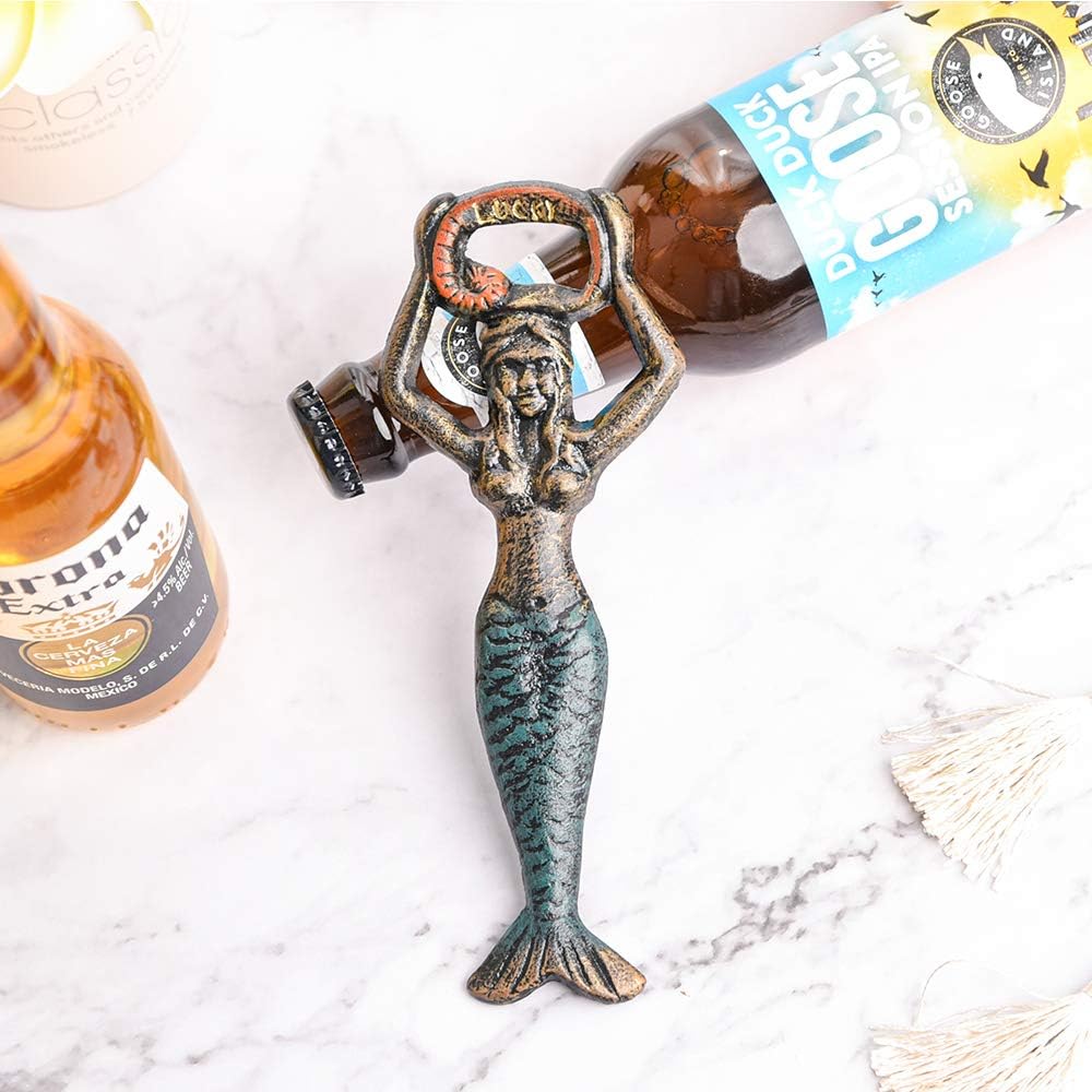 Sungmor Cast Iron Mermaid Bottle Opener, Vintage Portable Bottle Cap Opener - Image 5