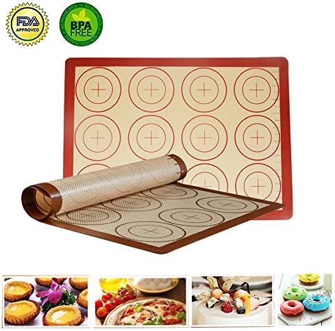 Non Stick Silicone Baking Mat, BPA Free FDA Approved, Non Toxic Baking Mats With Measurement For Baking, Kneading, Rolling Including 2 Piece Baking Mats
