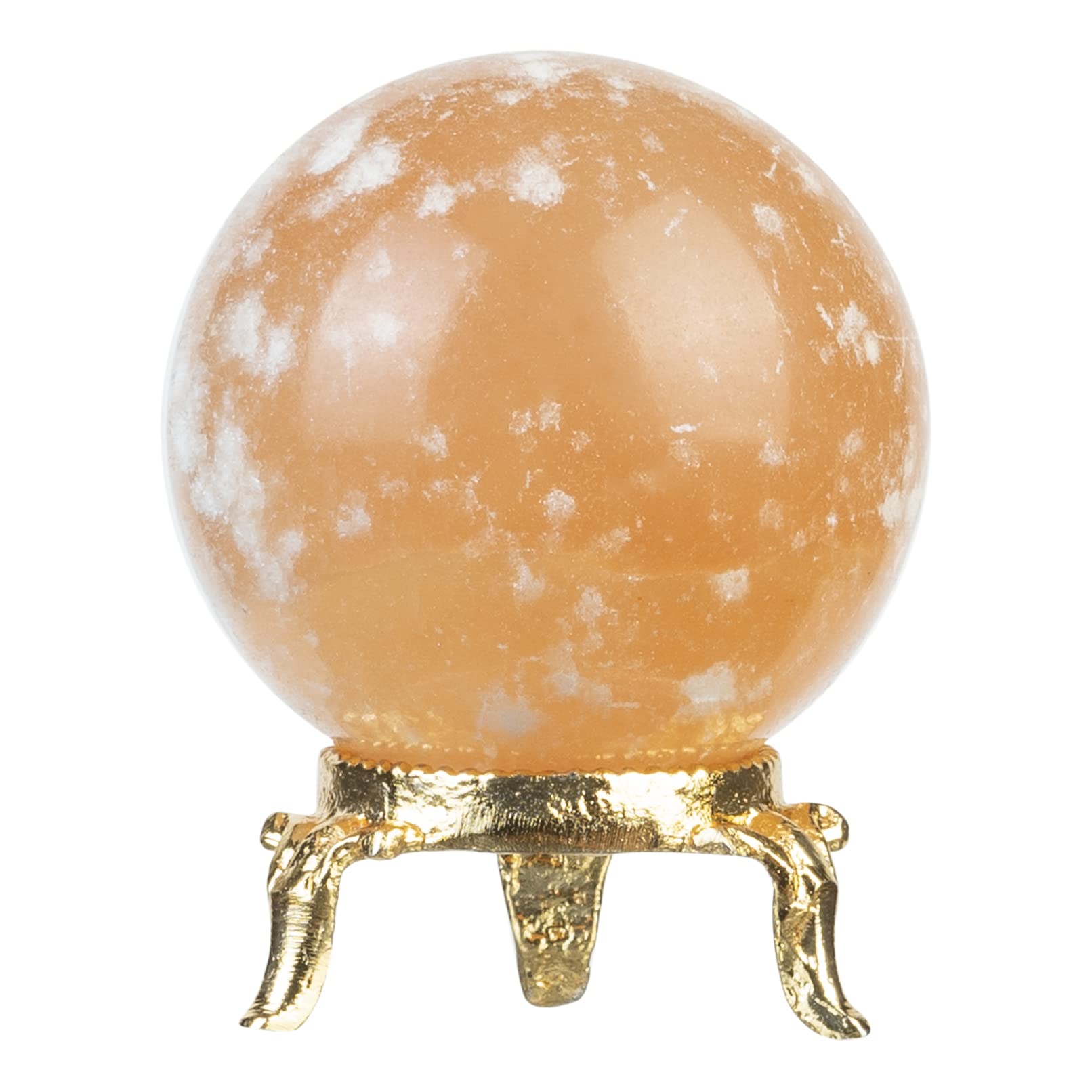 Crocon Orange selenite crystal ball with Metal Stand | gemstone ball Healing sphere Sculpture Figurine | for Fengshui Divination Home Decoration Photography | crystal sphere | Size : 40-50 mm