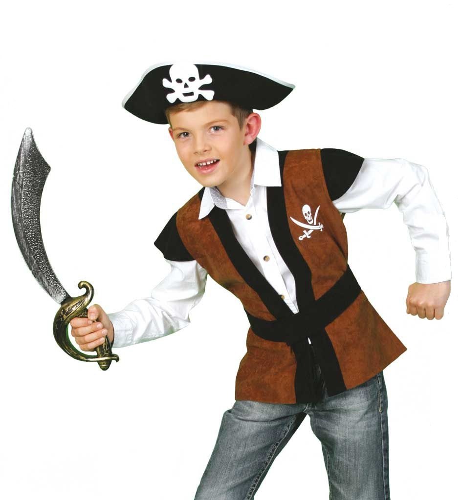 Children's Costume Pirate Vest with Belt Size 104-128 for Carnival / Fancy Dress (104)