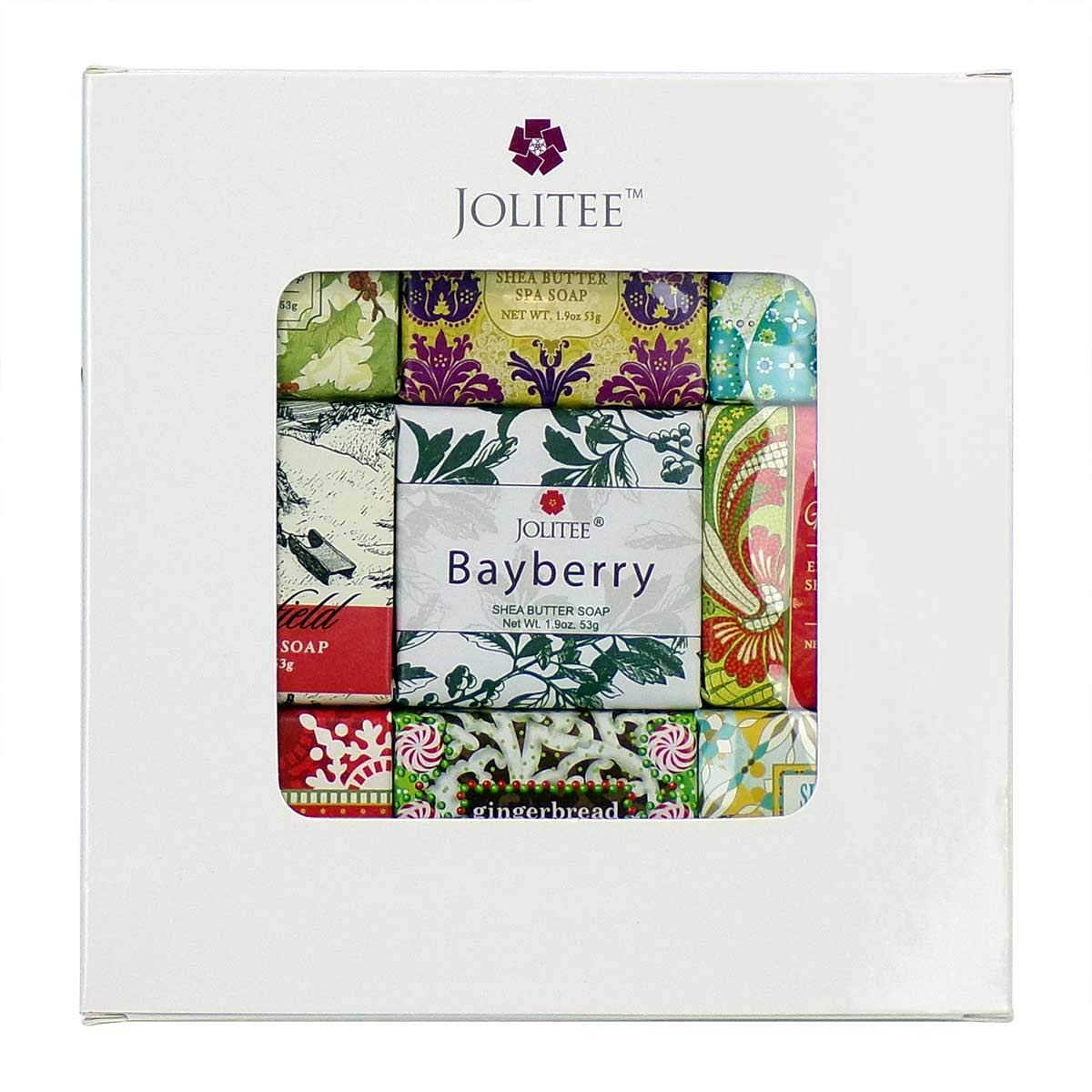 French Milled Botanical Soap Sampler Set in Nine Fabulous Scents, Individually Wrapped Vegetable Based Mini Soaps with Essential Oils, Shea Butter and Natural Extracts (Christmas Seasons Scents)