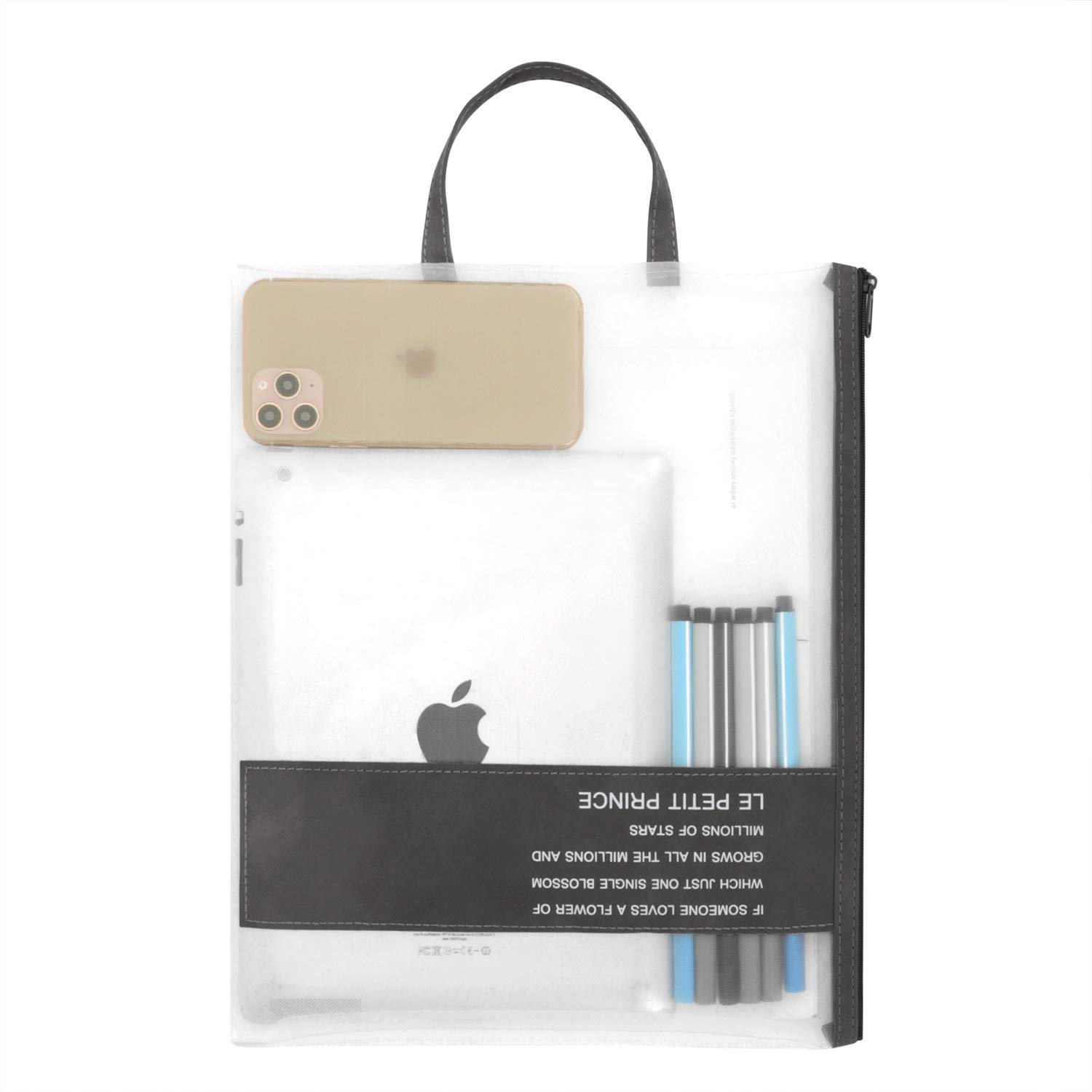 A4 Wallet Zip File Document Bags Folders Portable Document Pocket Holder Transparent Storage Pouch Organizer for Women Men Students Office Home Travel School Supplies Office Stationery Paper Filing