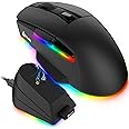 KLIM Blaze X RGB + New + Rechargeable Wireless Gaming Mouse with Charging Dock + Long-Lasting Battery + Up to 12000 DPI + Wired & Wireless Mouse PC, PS5, PS4, Mac + Black