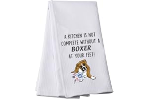 PWHAOO Boxer Kitchen Towel A Kitchen is Not Complete Without A Boxer Kitchen Towel Dog Lover Gift DogThemed Towel Gift (Witho