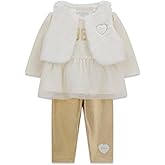 GUESS baby-girls Long Sleeve Shirt With Vest and Pants 3 Piece Set