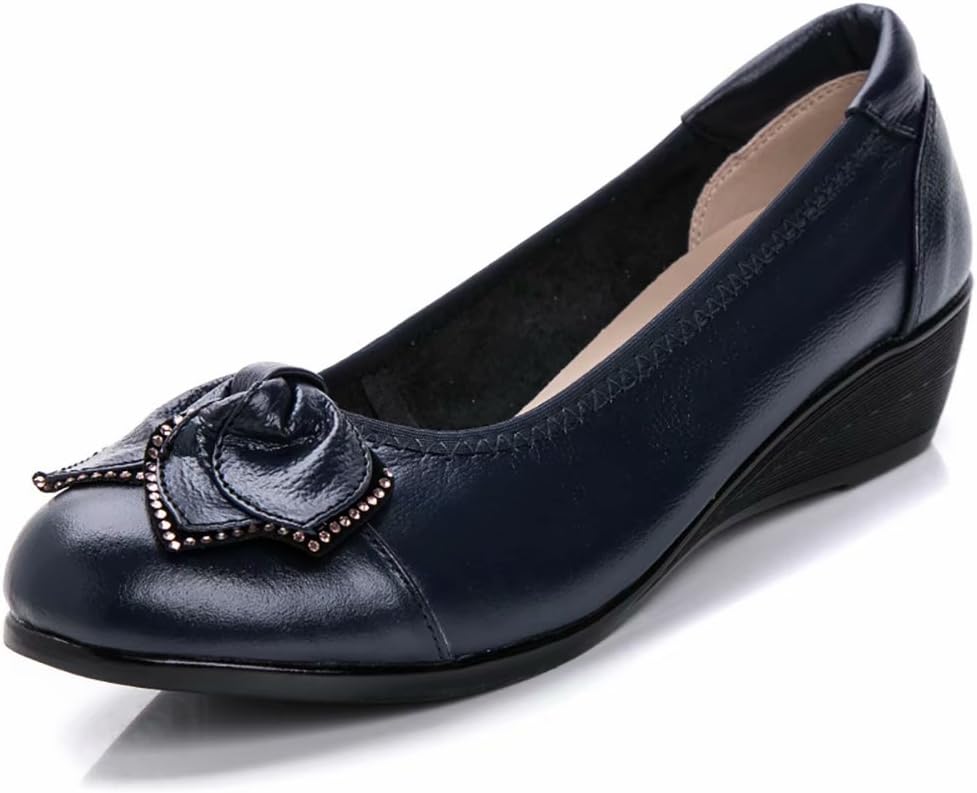 Women's Genuine Leather Comfort Low-Heeled Wedge Pump