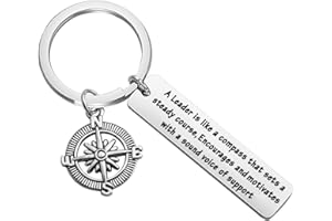 FOTAP Boss Gift A Leader is Like A Compass Keychain Boss Appreciation Gift