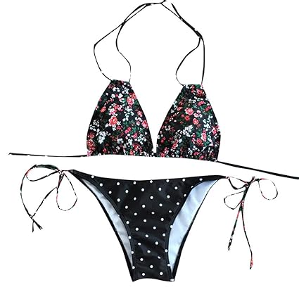 MORETIME 2019 Damen Retro Stil Polka-Punkt mit Hoher Taille Badeanzug Bikini Set