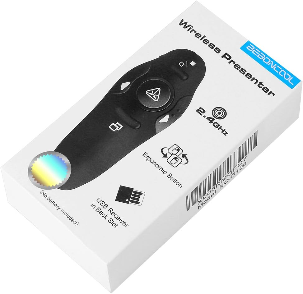 BEBONCOOL RF 2.4GHz Wireless Presenter Remote Presentation USB Control PowerPoint PPT Clicker: Electronics