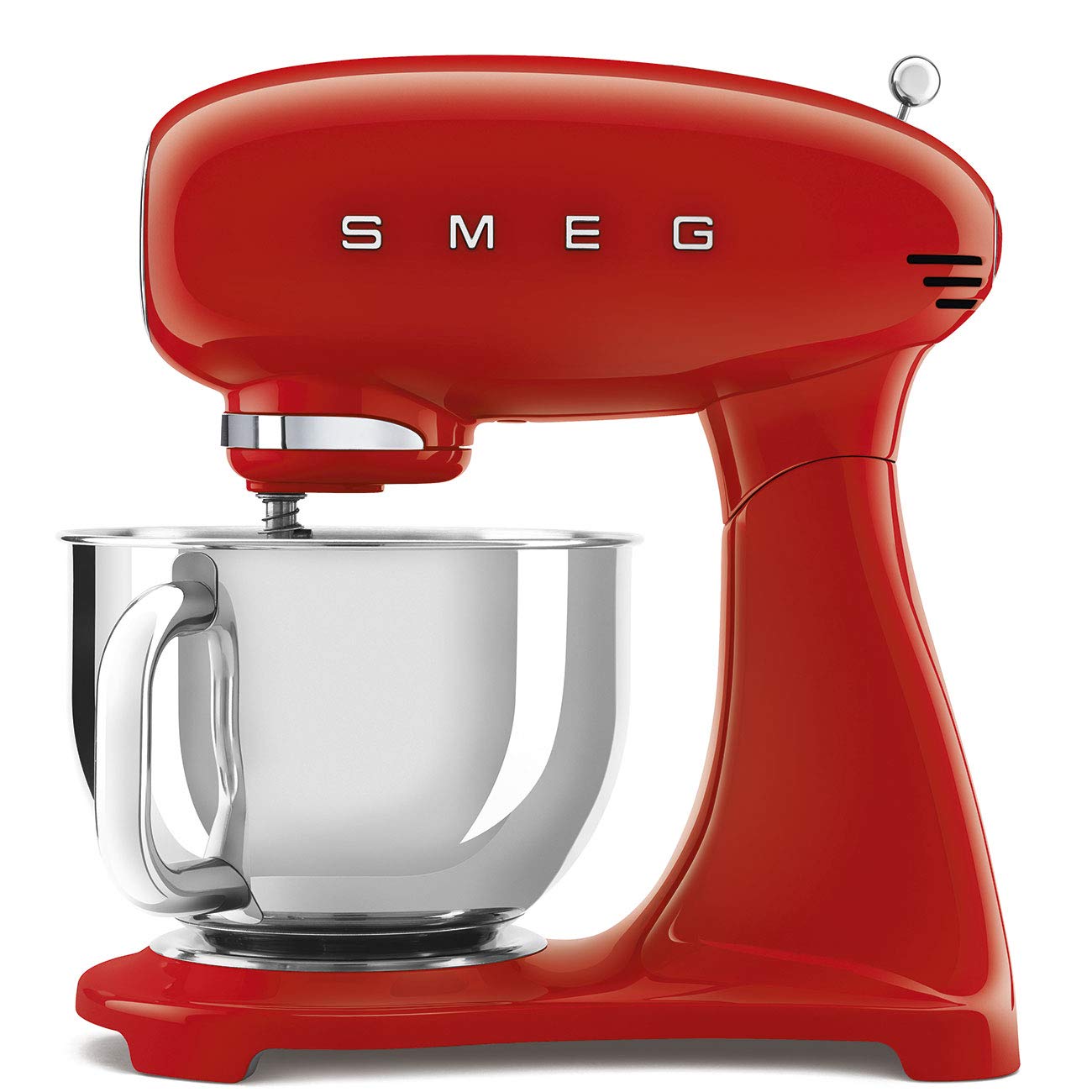 Smeg SMF03RDUK Full Colour Stand Mixer, Retro 50's Style with 4.8L Stainless Steel Bowl, Safety Lock, 10 Variable Speeds, 800W, Red