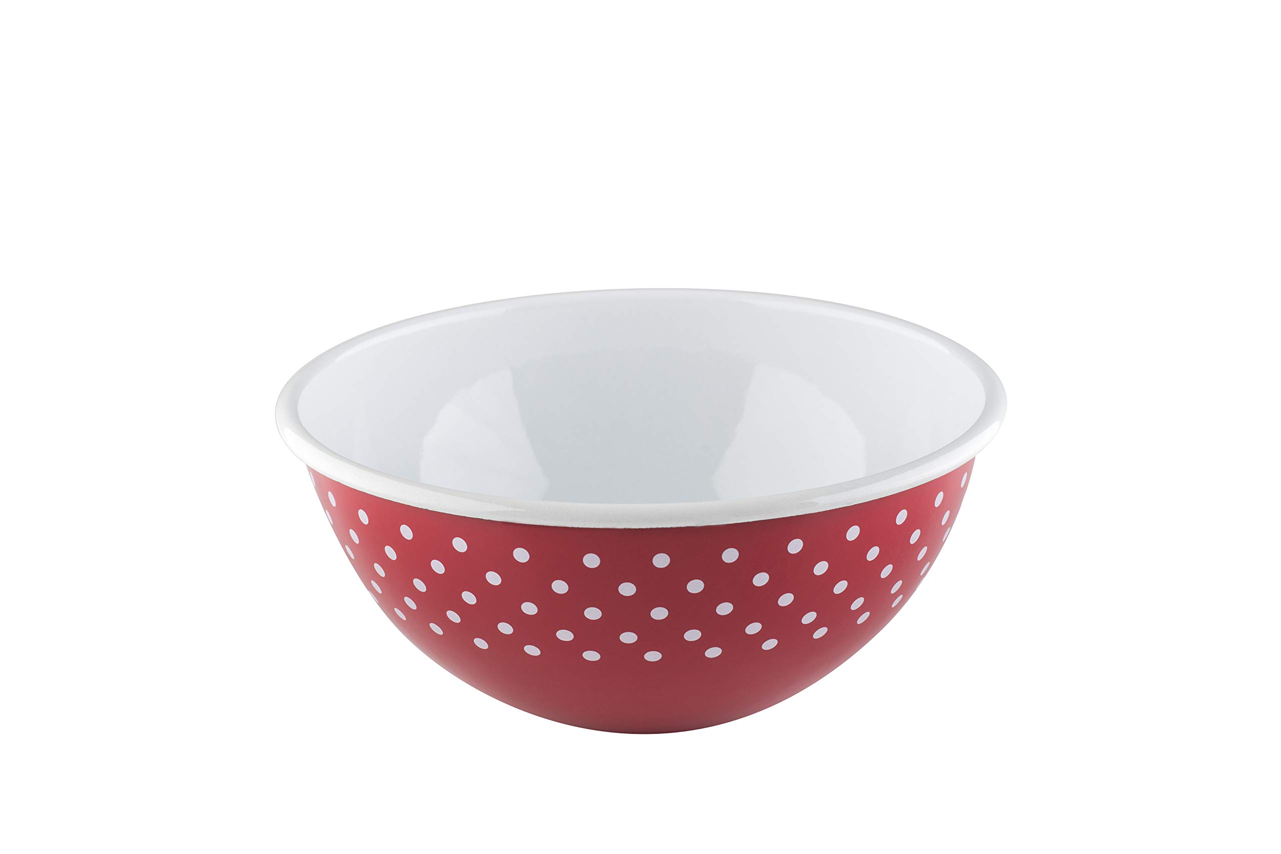 Riess, 0465-077 Fruit and Salad Bowl Country Dots Red Diameter 26 cm Height 12 cm Capacity 4.0 litres Enamel Red/White Induction