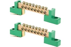 JECOMPRIS 2 Pack Terminal Bus Bar: 8 Positions Screw Brass Terminal Grounding Strip Bus Bar for Electrical Equipment Car Boat