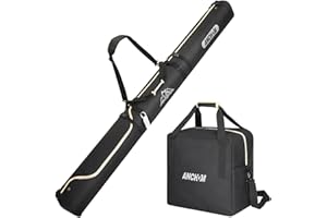ANCHOM Ski Bag and Boot Bag Combo, Padded Snow Ski Bags, 25L Ski Bags Fit Skis Up to 200 cm, Snowboard Bag Boots