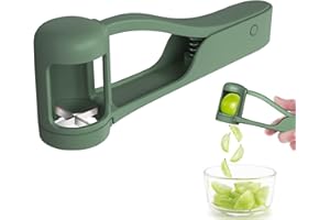 Luvan Grape Cutter for Toddlers 1-3, Grape Slicer Kitchen Gadget for Vegetable Fruit Salad Cake Decor, Stainless Steel Baby Grape Quarter Cutter Tool for Cherry Tomato Strawberry Blueberry - Green