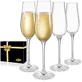 ANBFF Champagne Flutes Set of 4, Hand Blown Crystal Champagne Glasses, 8.2oz Elegant Prosecco Glasses with Gift Box - for Mimosa, Sparkling Wine, Wedding, Party, Dishwasher Safe