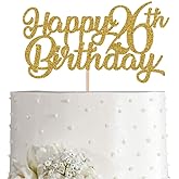 26th Birthday Cake Topper, Gold Glitter Cheers To 26 Years Party Decoration, Supply