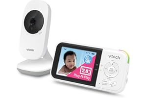 VTech VM819 Baby Monitor with Camera and Audio, 2.8” Screen Portable Baby Camera, Night Vision, 2-Way Audio, Temperature Sensor and Lullabies, Secure Transmission No WiFi, Ideal for Baby/Elderly/Pet