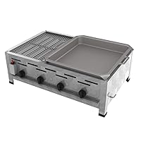 Tischbräter silber kleiner Tableroaster 4-flammig 3+1 Gas Brenner Balkon ✔ eckig ✔ Grillen mit Gas ✔ GS-geprüft ✔ für den Tisch 