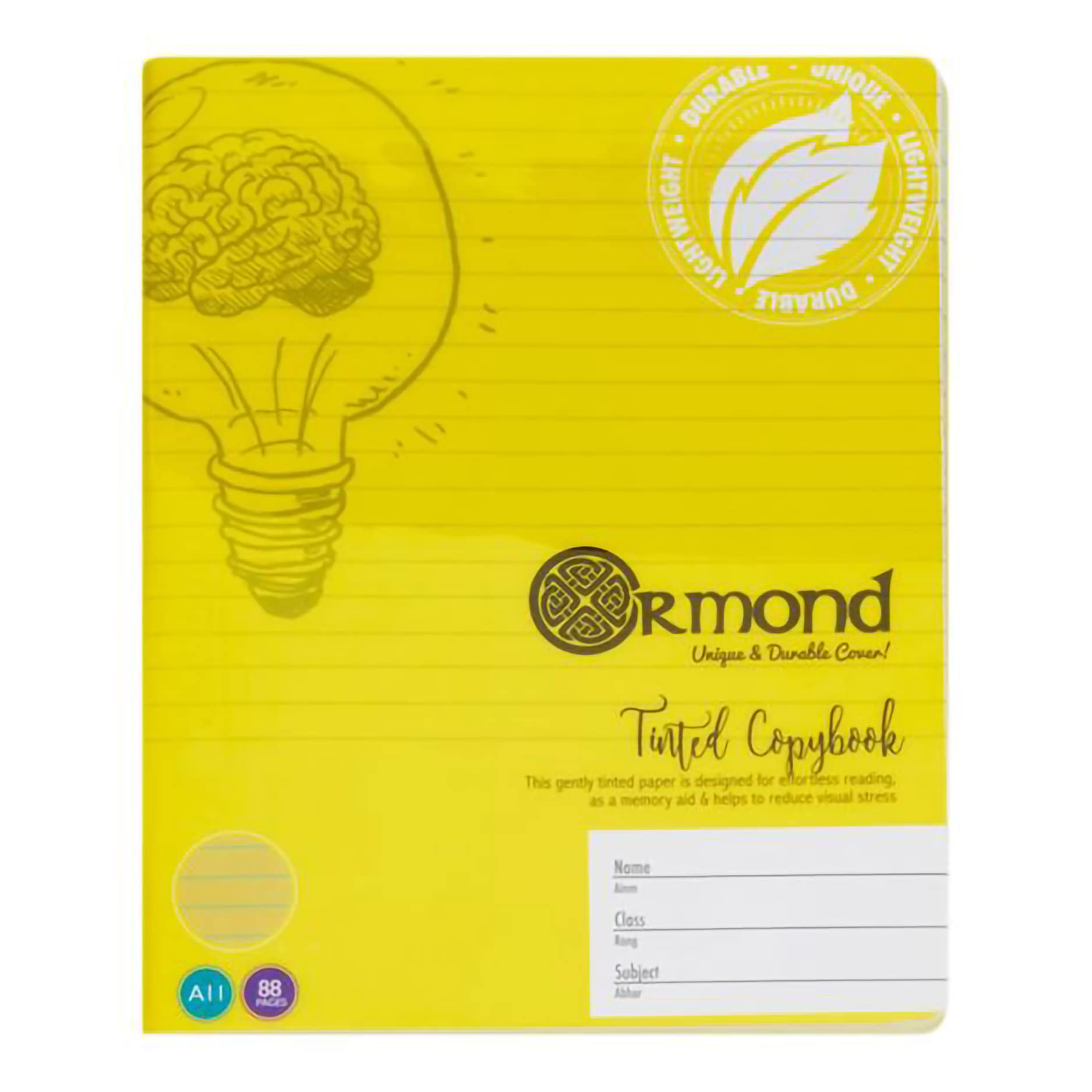 Premier Stationery A11 Ormond Visual Memory Aid Copy Book with Plastic Cover - Yellow C3296022