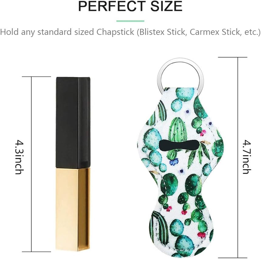 Chapstick Holder Keychain - Wristlet Keychain Cute Keychains For Women Keychain Accessories For Women Sunflower Keychain Cactus Keychain Lighter Holder Lip Balm Holder Key Chain Holder Lipstick Case