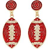 Shining Football Rhinestone Beaded Earrings Colorful Sports Lover Football Earrings for Women Jewelry(A)