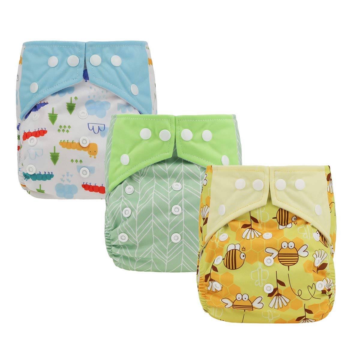 Hisprout Baby Reusable Absorbent Digital Printing Cloth Pocket Set (Bee&Bug)