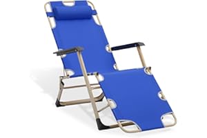 MoNiBloom Folding Reclining Patio Chair, 3-Position Patio Lounger Folding Chairs with Adjustable Backrest and Headrest for Backyard Poolside Lawn, 330lbs Capacity