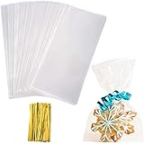 Yotelab Cellophane Treat Bags, 4x6 Inches Cellophane Bags With Twist Ties,100 Pcs