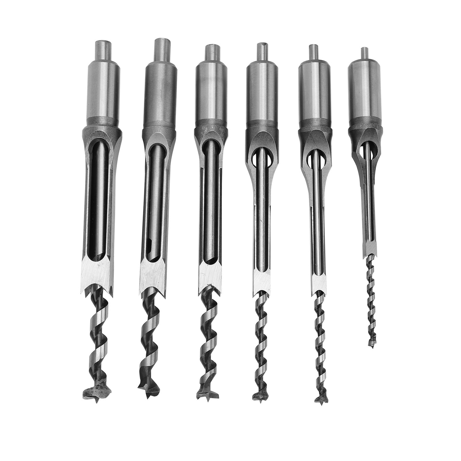 Square Drill Bits Set, 6Pcs Square-hole Drill Woodworking Mortising Chisel Mortise Chisel Drill Bit, Auger Drill Bit for Construction Installation