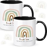Honeydak 2 Pcs Valentines Day Teacher Coffee Mugs Appreciation Gifts 11 oz End of Year Thank You Ceramic Cups It Takes a Big Heart to Shape Little Minds(Thank You,Boho Color)