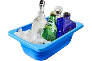 Beright Collapsible Storage Bin, Wash Basin Folding Dish Tub Sink, Space Saving for Dishing, Fruit and Camping, Hiking and Home, Blue, Small, 1 Pack