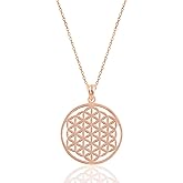 Rose Gold Plated Sterling Silver Flower of Life Necklace | Sacred Geometry Pendant | Elegant 925 Silver Symbolic Jewelry Gift
