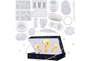 Resin Go 500G Random Resin Molds,Mystery Box Silicone Molds for Epoxy Resin,Blessing Bags Blind Box Moldes De Silicona para Resina,Contains Pendants,Coasters,Trays,Letters and Other Random Moulds