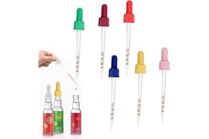 GTTYOWYIN 6pcs Glass Eye Dropper Pipettes, Compatible with Sodastream Bubly Drops Flavors, Flavoring Dropper 1ML Pipette with Graduated Dropper for Sodastream Bubly Bottle,Multi-Colors Measuring Liquids Dropper