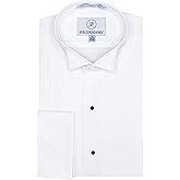 Sir Gregory Men's Fitted Tuxedo Shirt with Wing Collar French Cuffs and 1/4 Inch Pleat