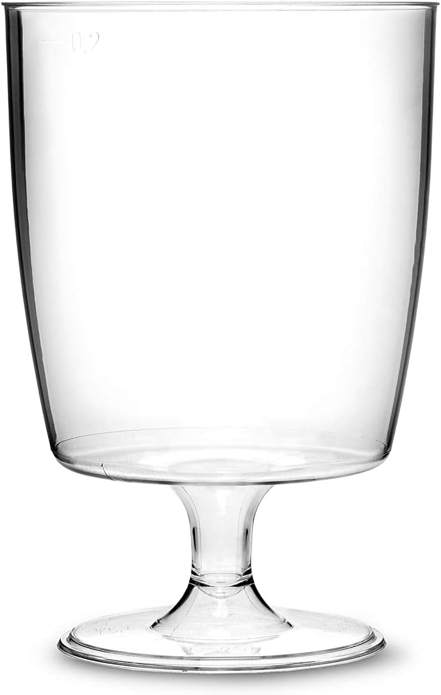AIOS Pack of 48 Recyclable Plastic Hot Mulled Wine Glasses. Capacity 215ml. Ideal for Festive Gatherings, Transparent