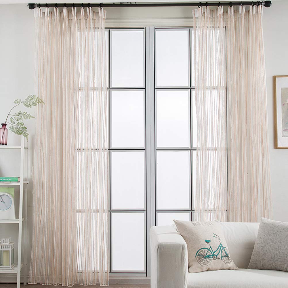 Amazon Com Haoly Chenille Vertical Striped Curtains Semi Sheer
