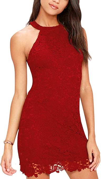 Meyison Damen Sommerkleid Vintage Ärmellos Spitzenkleid Ballkleid cocktailkleid Retro Rockabilly Festlich Partykleid 11 Farbe