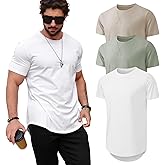 Mancozy Mens T Shirts Casual Hipster Hip Hop Longline Crewneck Tee Shirts