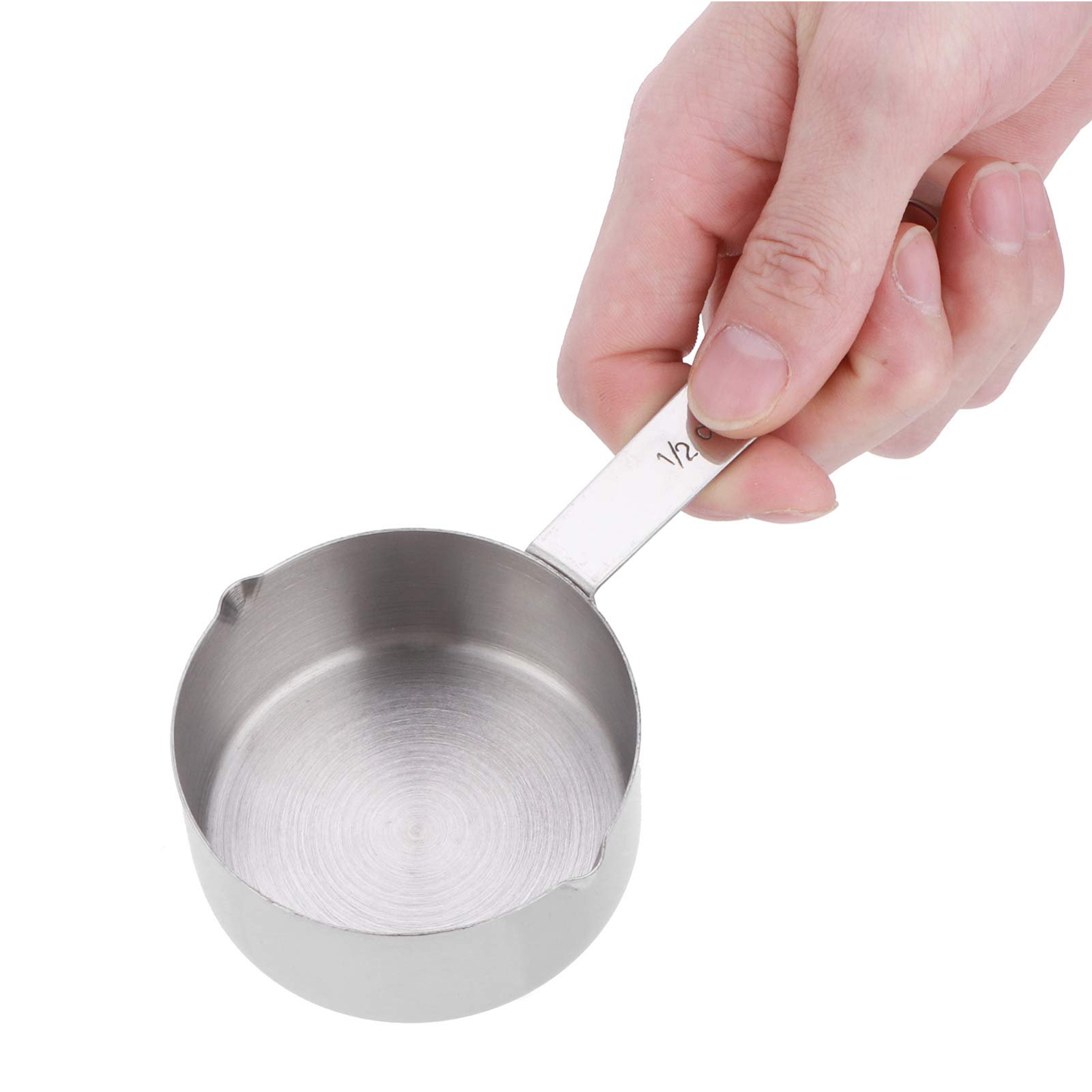KUIKUI Measuring Cups, Stainless Steel Measure Cup with Scales for Liquid and Dry Ingredients, Metal Measuring Cups(1/2cup 125ml)