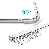 3.6ft-10.8ft Upgraded Aluminum Curtain Track, Ceiling or Wall mount , Curtain Rail System with 90 Degree Corner Bends, Windows and Room Divider Ceiling Track set with Runners and Hooks(White)