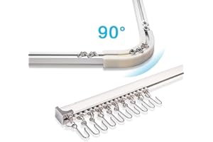 3.6ft-10.8ft Upgraded Aluminum Curtain Track, Ceiling Track system with 90 Degree Corner Bends, Windows and Room Divider with